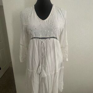 PAANI White Sequin Boho Dress